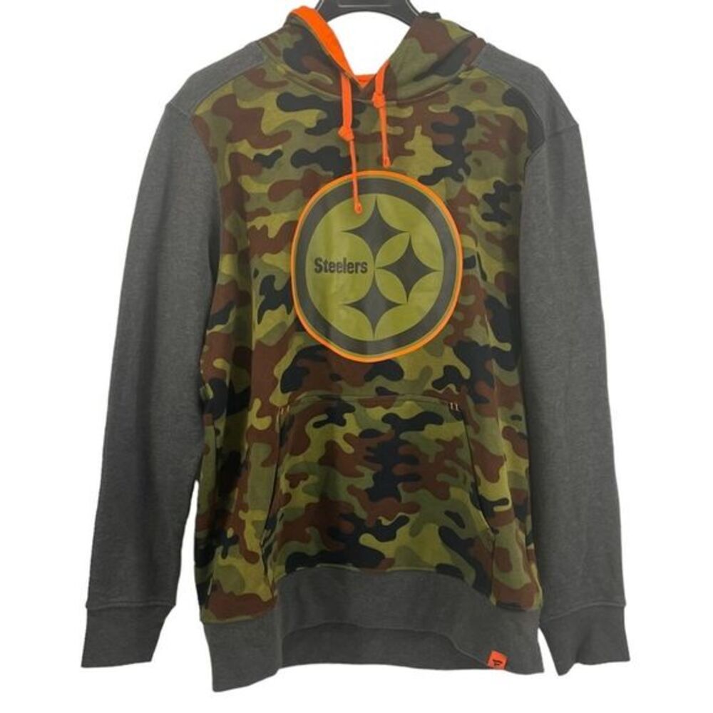 NFL Pro Line Steelers Mens Hoodie Sweatshirt Camo Green Brown Black sz Large